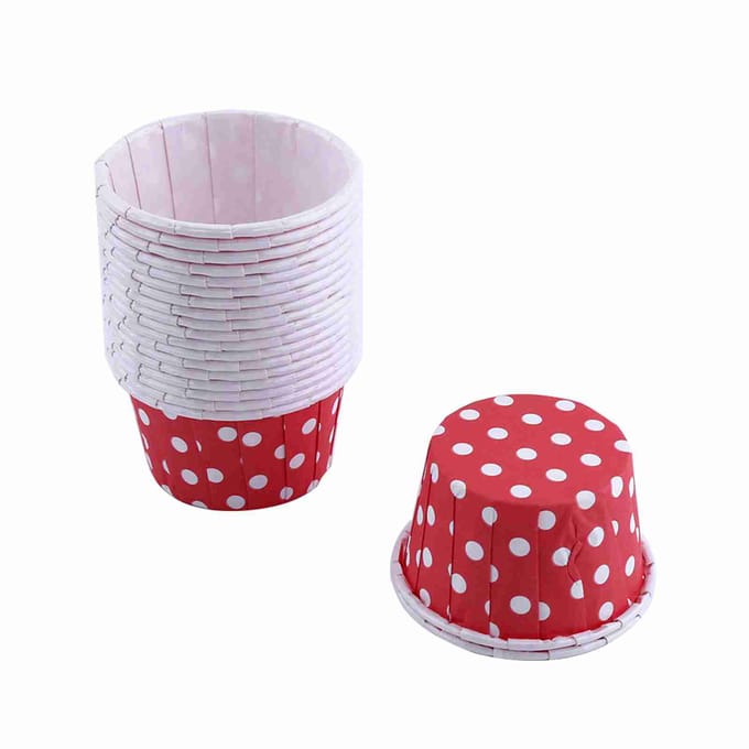 100pcs Papier Gâteau Cupcake Caissette Emballage Muffin Tasse de Cuisson pour Fête Mariage Rouge white