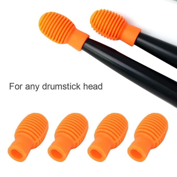 4 Stuks Drumstok Oefentip Draagbare Siliconen Demper Drumstok voor Beginnende Oefenaars Oranje oranje