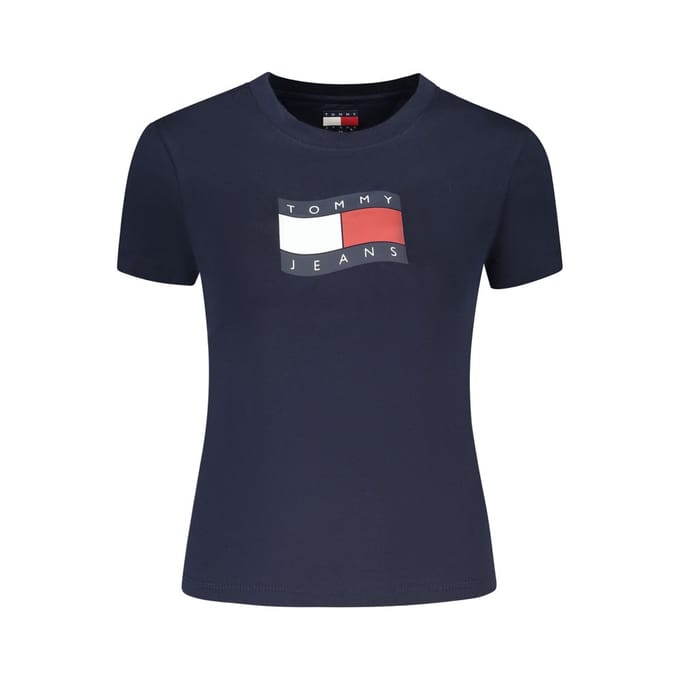 Tommy Hilfiger Slim Wavy Flag Tee Dark Night Navy Größe: M | Hemden Outlet | Damen | Schwarz