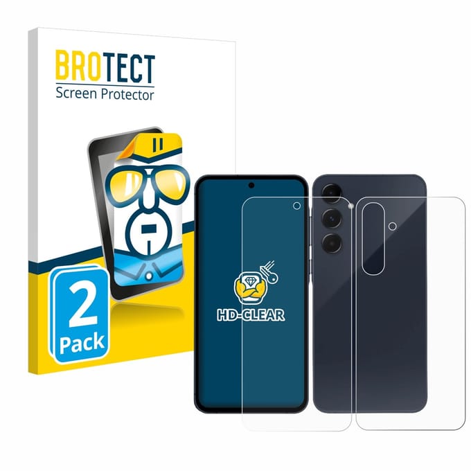 BROTECT - Screenprotector voor Samsung Galaxy A55 5G (Voor+Achter) - Folie Beschermfolie transparant 2 Stuks