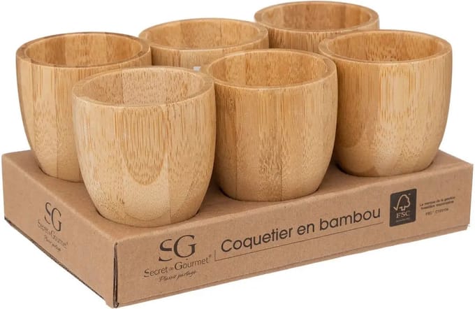 Secret de gourmet Eierdopjes bamboe - Set van 6 - H7,5 CM