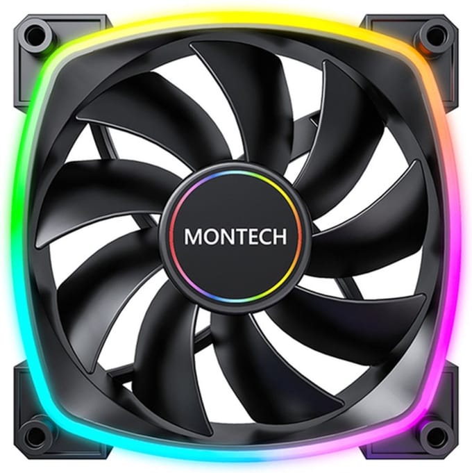 MONTECH Montech AX140 PWM ARGB Lüfter - 140mm, schwarz PC-ventilator Zwart (b x h x d) 140 x 140 x 25 mm Incl. LED-verlichting