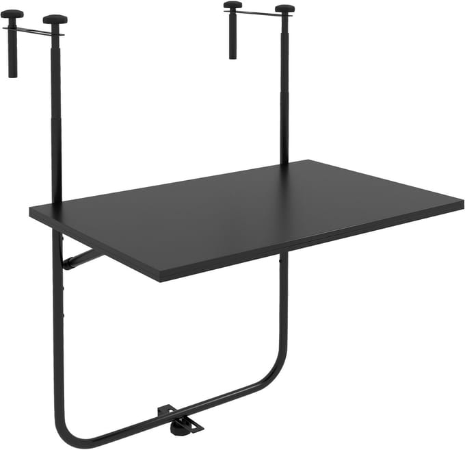 Outsunny-Metall-Schwarz-62L x 60B x 85,5Hcm-Balkon-Hängetisch