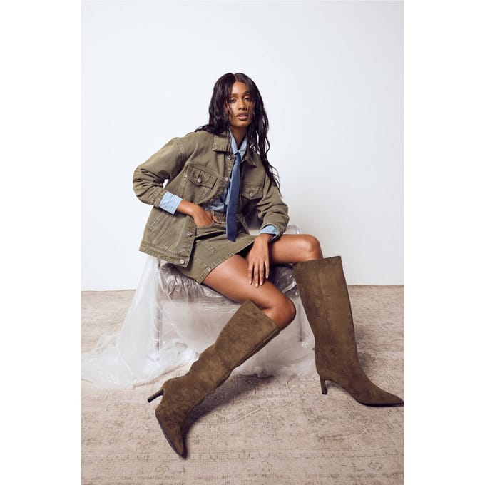 boohoo Dames Utility Denim Overhemdjasje | Kaki | Maat: 42