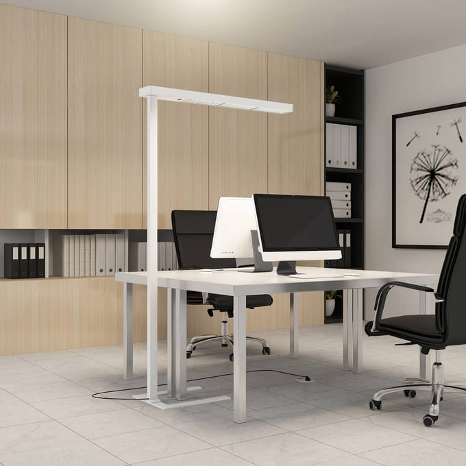 Arcchio LED kantoor vloerlamp Susi, wit, sensor, touchdimmer