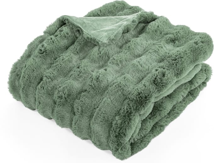 Tiseco - Deken BUBBLE - imitatie konijnenbont plaid - 130x170 cm - Groen