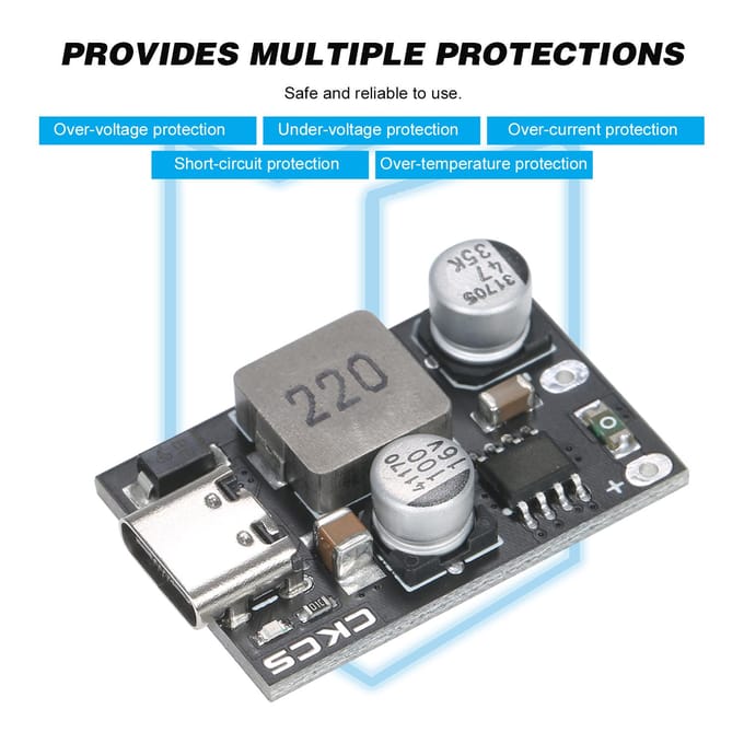 Convertisseur Buck type-c QC3.0 PD2.0/PD3.0 PPS, Module d'alimentation, convertisseur abaisseur 8V-32V à bleu