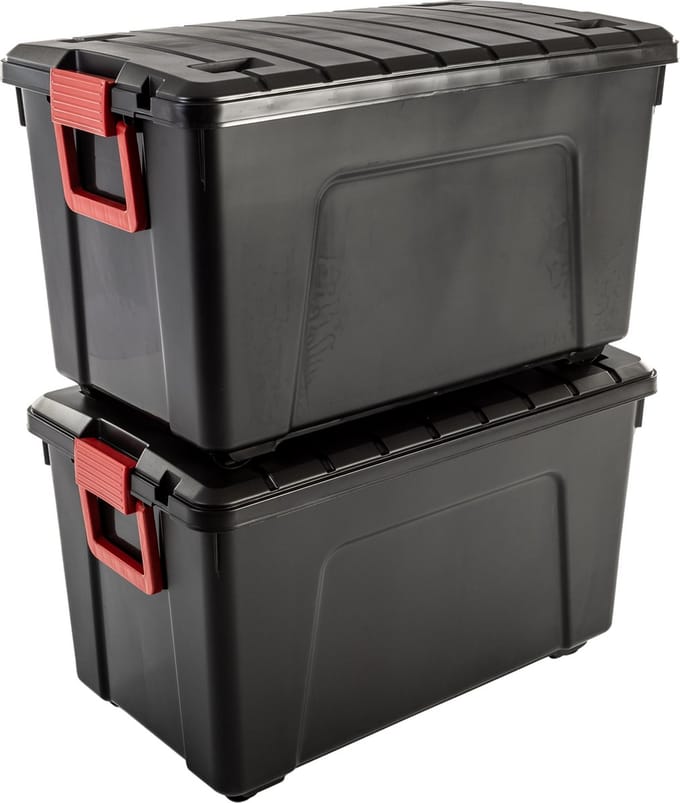IRIS Store-It-All Opbergbox - 110L - Kunststof - Zwart - Set van 2