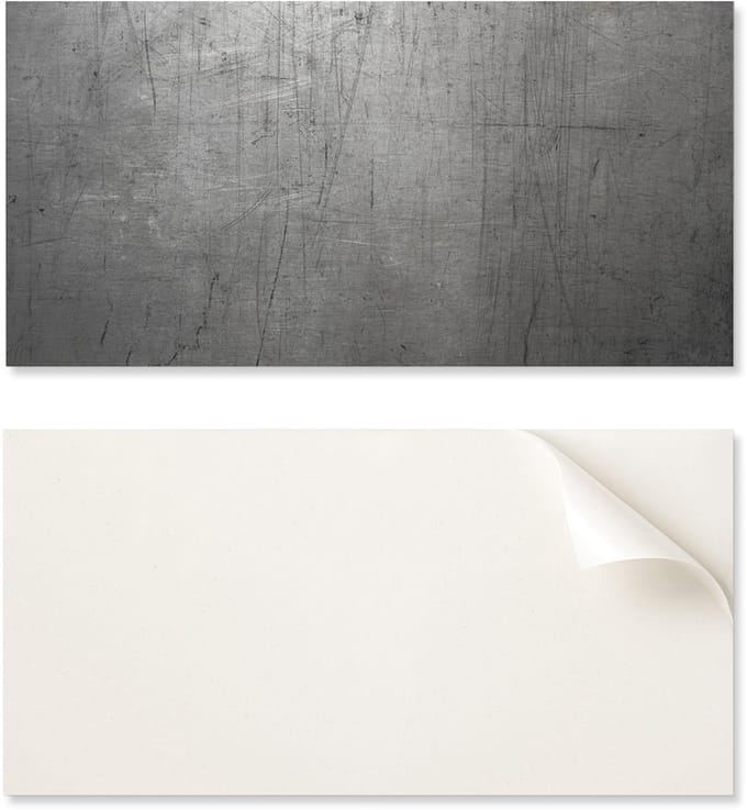 Set vinyltegels met bedrukte metaalstructuur, 6x60x30 cm