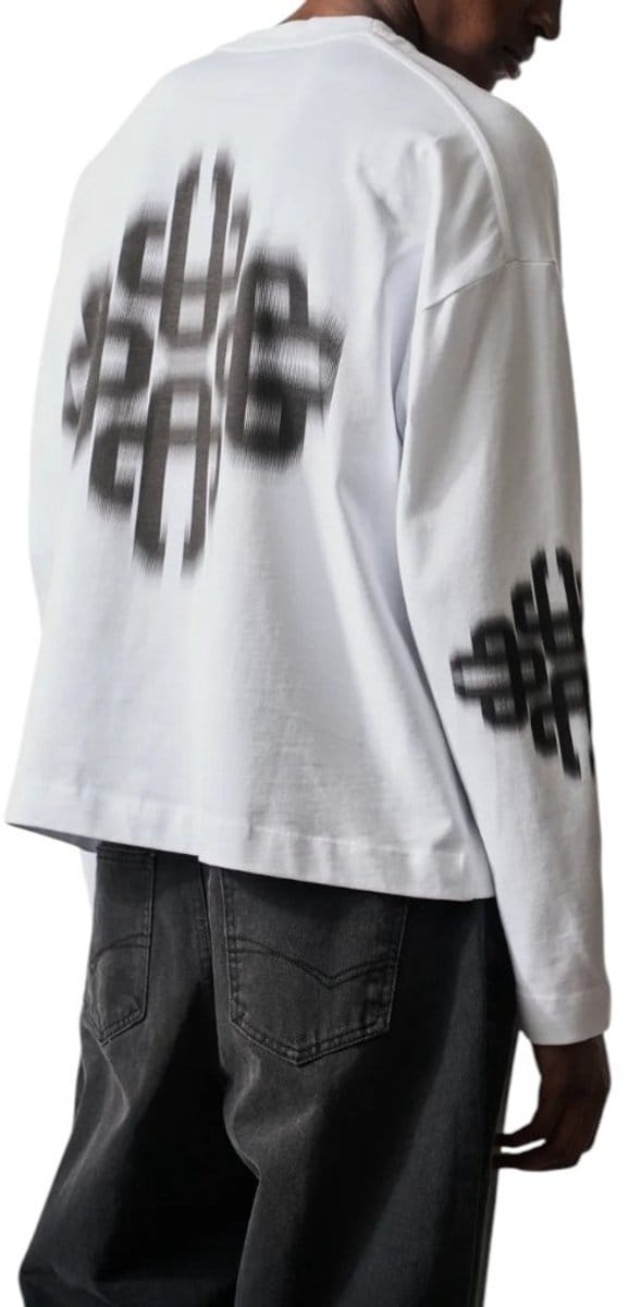The Couture Club Heren T-shirt Wit TCCM3190 Motion Blurred Long Sleeve