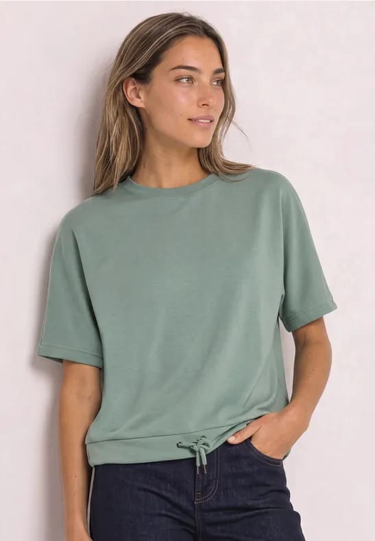 Shirt met ronde hals in Silk-Look