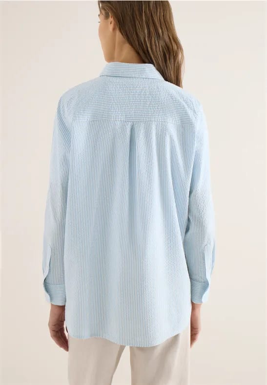 Gestreepte seersucker blouse