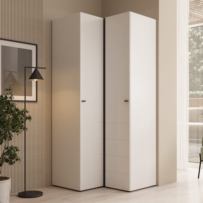 Meubella - Nouran - Kledingkast hoek - Wit - 95x90x208 cm