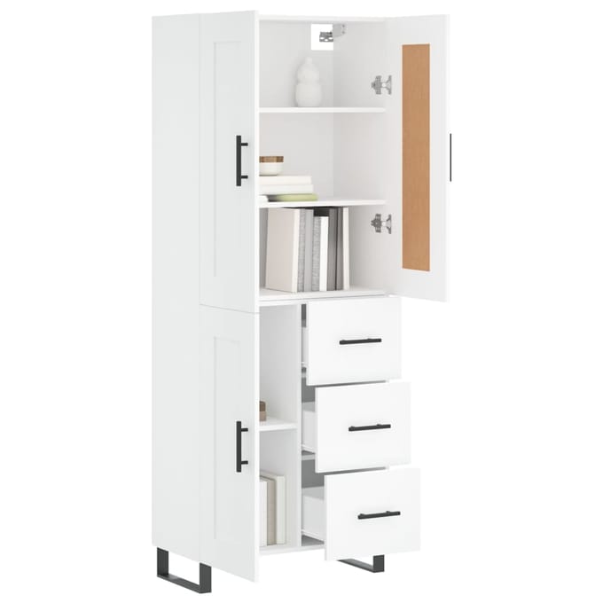vidaXL - Hoge - kast - 69,5x34x180 - cm - bewerkt - hout - wit