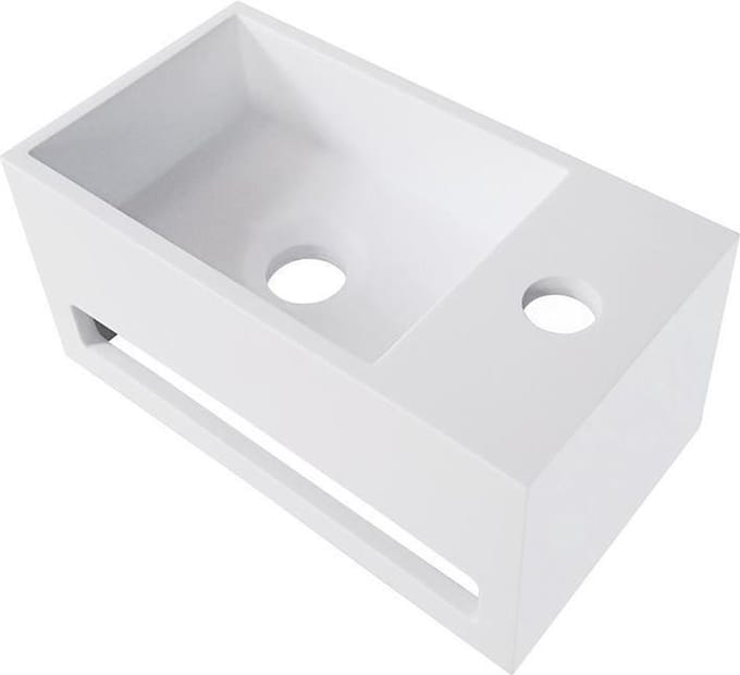 Wiesbaden Julia fonteinbak 35.6x20.3x15.9cm met handdoekhouder kraangat rechts solid surface wit