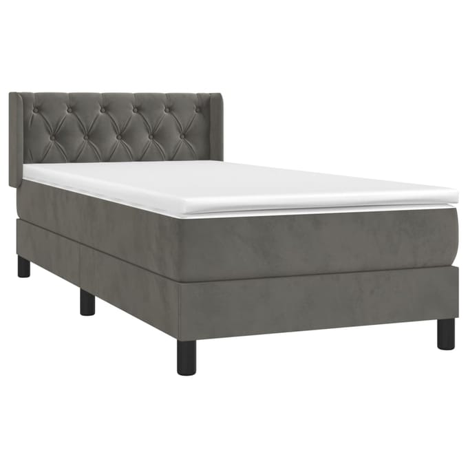 vidaXL - Boxspring - met - matras - fluweel - donkergrijs - 80x200 - cm