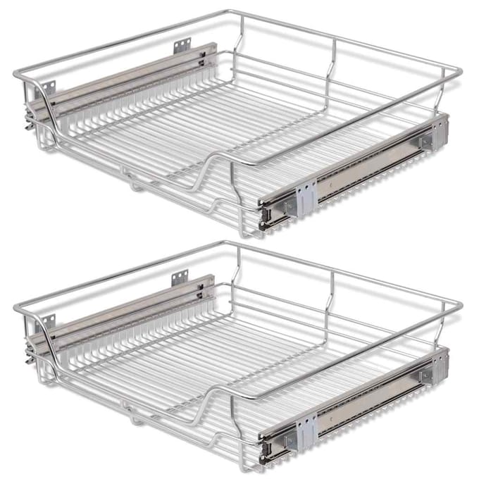 vidaXL - Draadmanden - uittrekbaar - 2 - st - 600 - mm - zilverkleurig