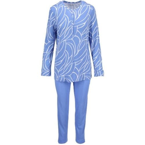 Katoenen dames pyjama sterrenblauw Ringella - Blauw - Maat - 52
