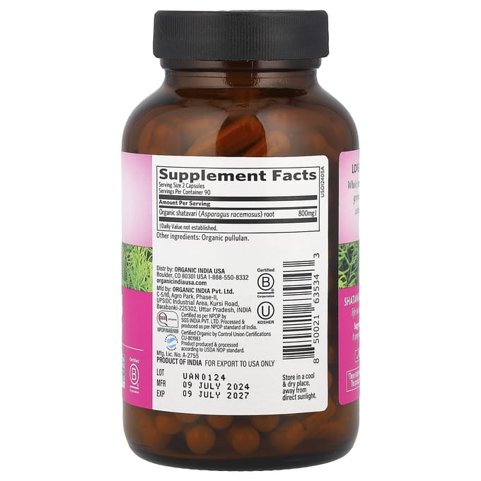 Shatavari, Vegetarische Capsules 180 Tabletten (400 mg per capsule)