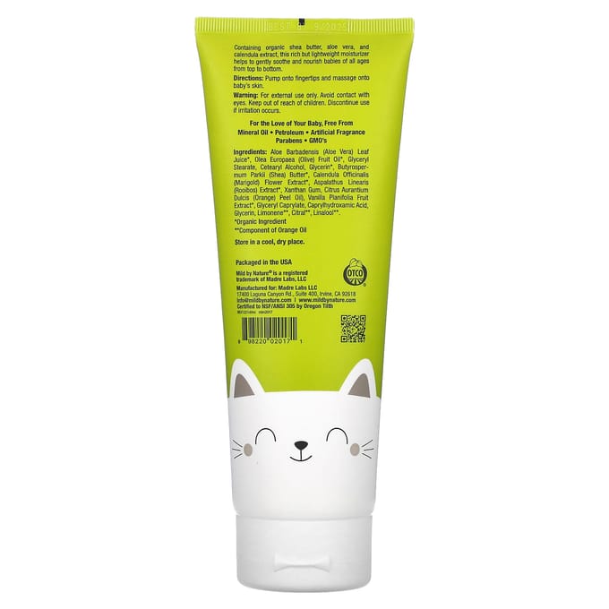 Lotion pour bébé Mild By Nature, vanille et orange, 237 ml (227g) yellow