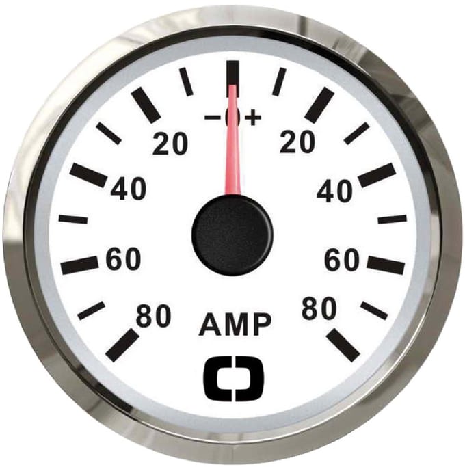 Osculati 12/24V witte Ampèremeter met Shunt 80A Ø51mm gatmaat | 27.322.24