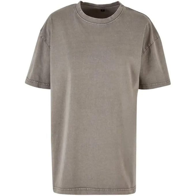 Build your Brand Ladies Oversized Acid Wash Tee BY270 - Asphalt - M