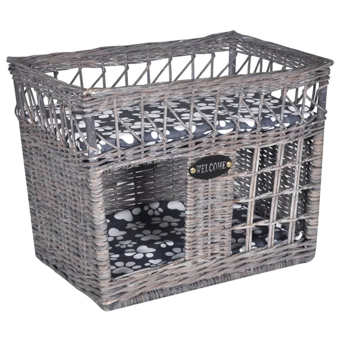 vidaXL - Kattenbed/huis/krabpaal - met - kussen - vierkant - wilgen