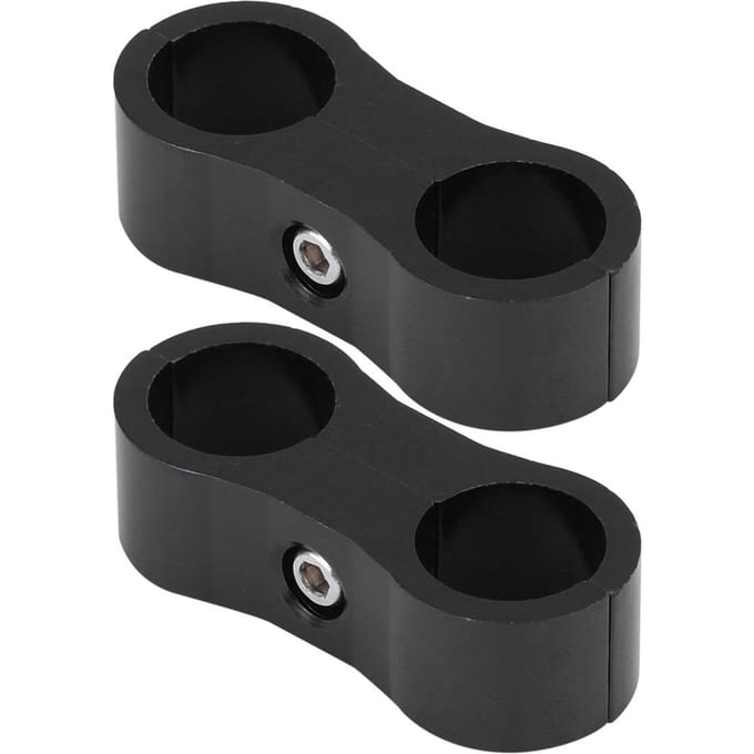 2 stuks AN6 Gevlochten Slang Separator Klem Fitting Adapter Beugel Universeel Black