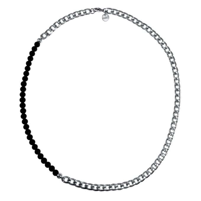 57cm x 7mm Ketting Heren - RVS - Cubaanse Schakelsketting met Onyx