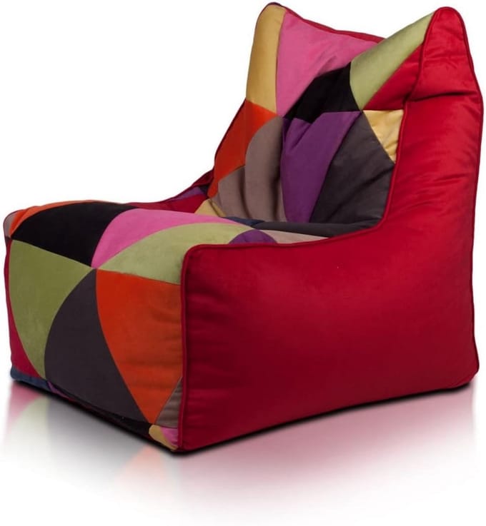 Zitzak Patchwork - Zitpoef Microvezel - Ontspannen Zitten - Dubbele Ritssluiting - 75 x 75 cm - Rood