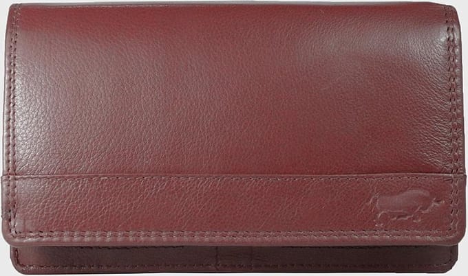 Leren Damesportemonnee Donkerrood RFID - Lederen Dames Portemonnee - Harmonica Model
