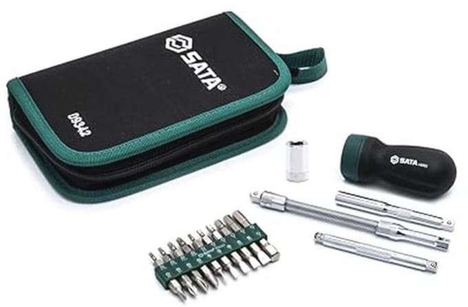 25-delige ratcheting stubby schroevendraaier set met handige hoes voor extra bits