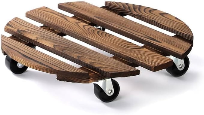 Ronde plantenroller - 30 cm - hout - 1 stuk