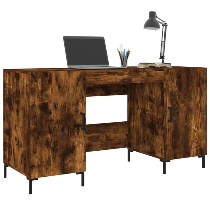 vidaXL - Bureau - 140x50x75 - cm - bewerkt - hout - gerookt - eikenkleurig