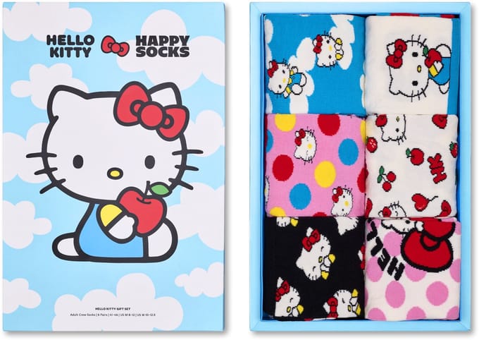 Happy Socks dames giftbox 6P sokken Hello Kitty multi (Hello Kitty)