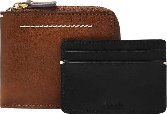 FOSSIL Kaarthoes Kaarthouder Westover Large Zip Bifold Medium Brown Bruine
