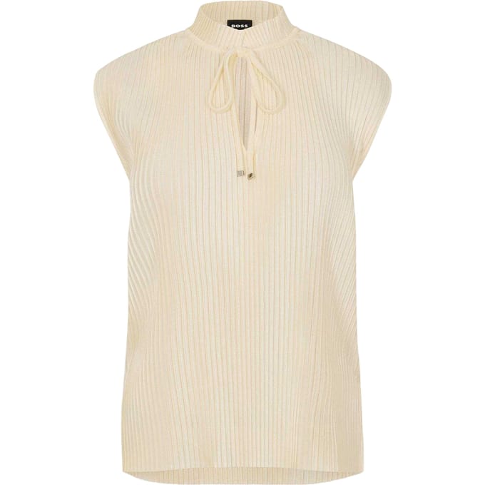 Boss Dames/Dames Emalla Geribd Mouwloos Vest Top (Wit)