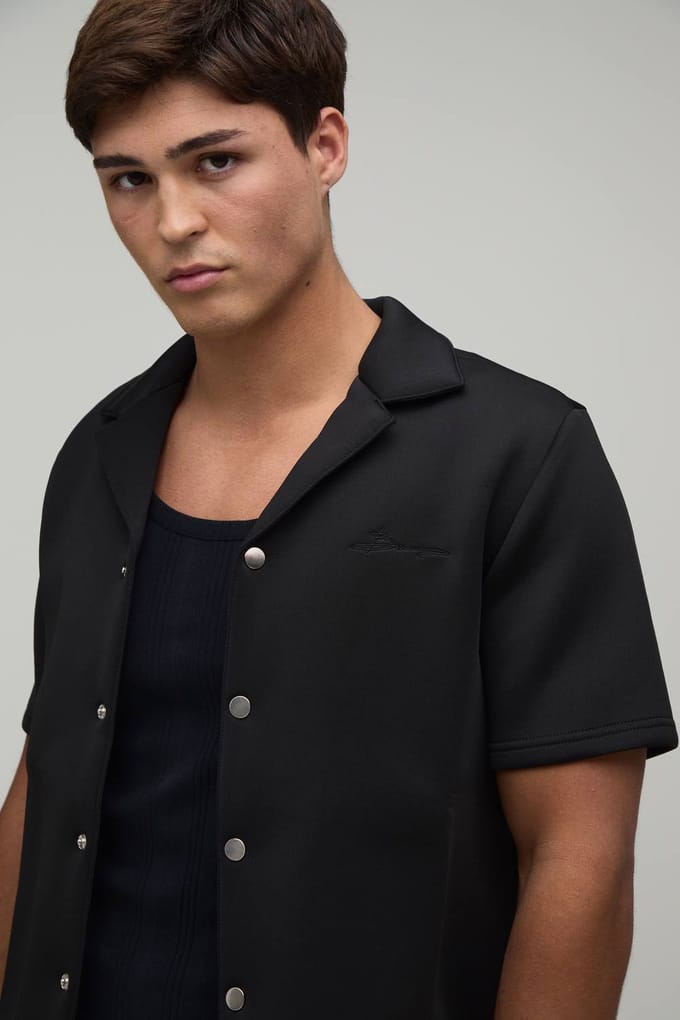 Regular Fit Shirt and Relaxed Short Scuba Set | Black | Size Medium