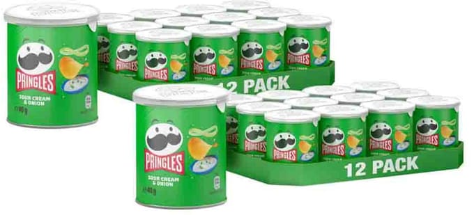 Pringles - Chips Sour Cream & Onion - 2 x 12 x 40 gr - Voordeelverpakking