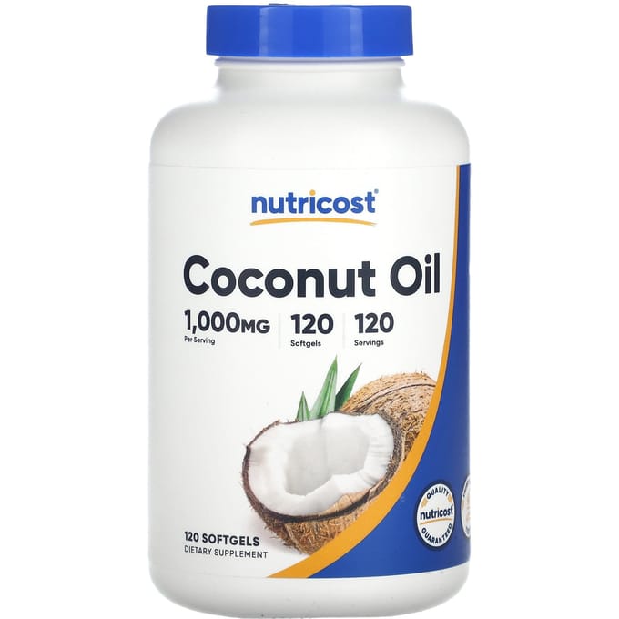 Nutricost, kokosolie, 1.000 mg, 120 zachte capsules
