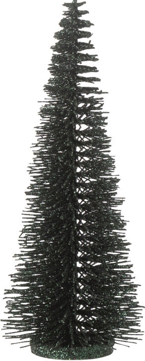 J-Line decoratie Kerstboom Glitter - kunststof - donkergroen - small