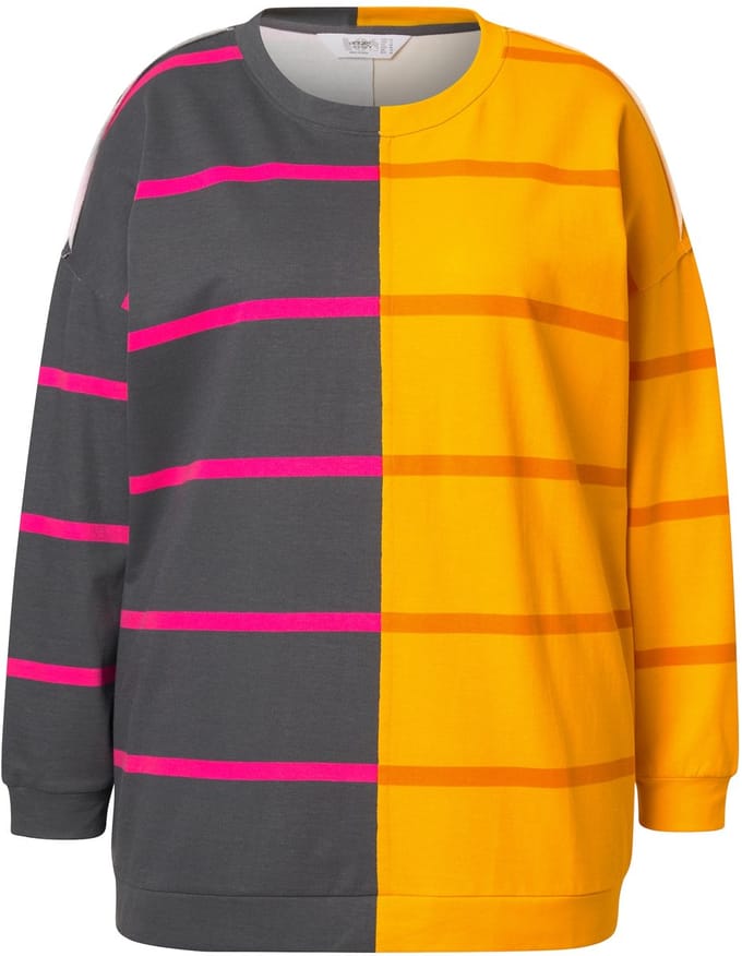 Angel of Style - Dames - Sweatshirt oversized strepenmix - Antraciet - Maat 52