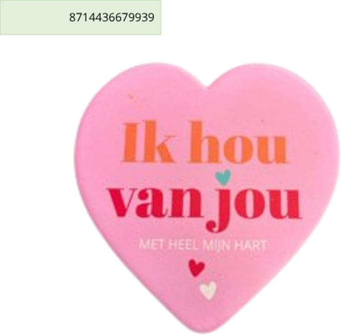 Tegeltje - onderzetter 'ik hou van jou met heel me hart"