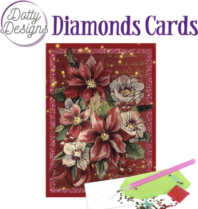 Dotty Designs Diamond Cards - Poinsettia Rectangle