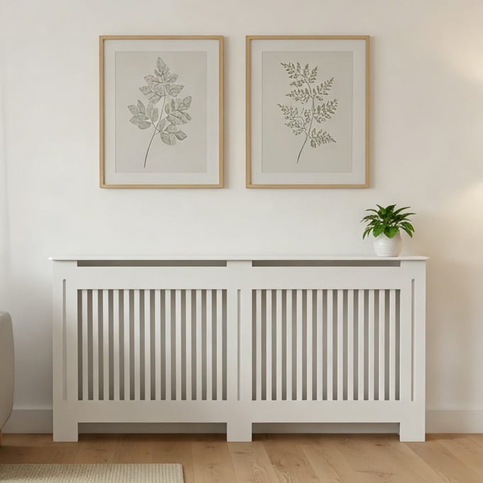 FATIVO Radiatorombouw - Radiatorbekleding - 152 x 19 x 101 cm - Wit