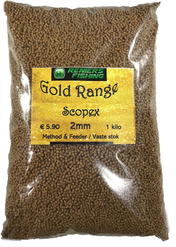 Reniers Fishing Gold Range Method & Feeder Pellets 2mm Flavoured - Smaak : Scopex