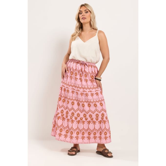 Yours Roze Rok Met Palmboomprint Size 46