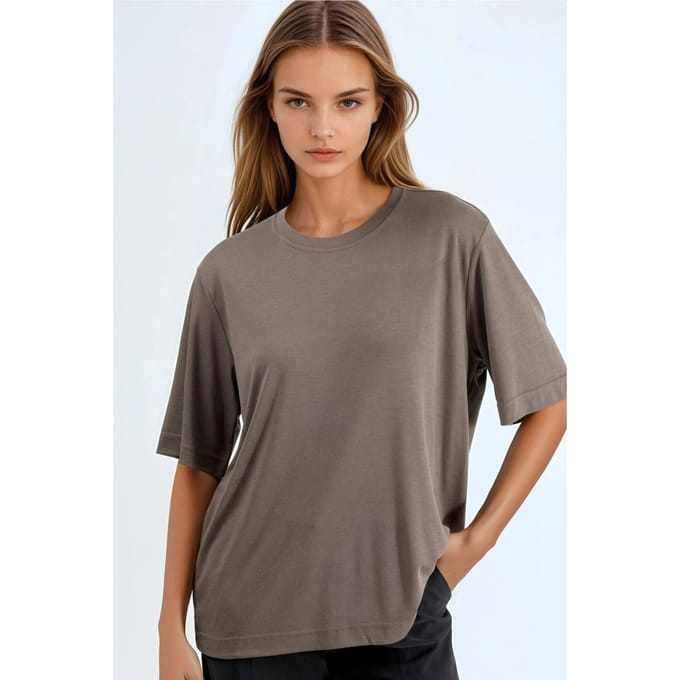 Overmaatse Coltrui Geribbelde T-Shirt