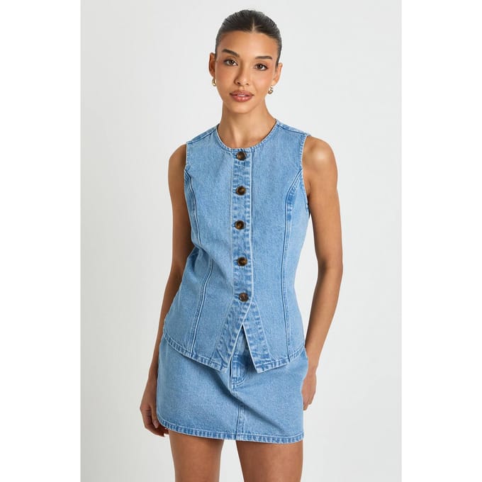 boohoo Dames Gilet Met Knoopsluiting | Medium Gebleekt | Maat: 36