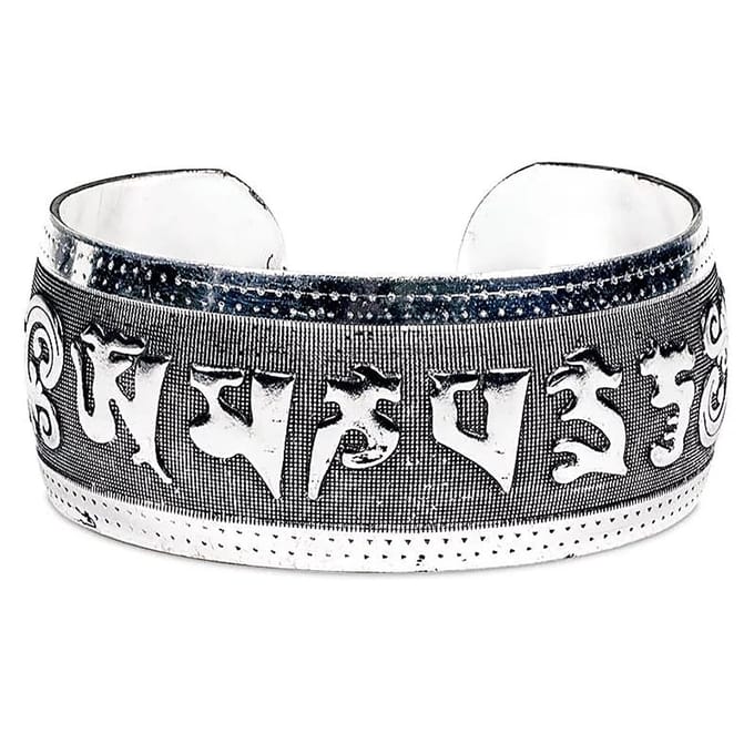 Tribal OMPMH Miao zilverkleurige armband breed - 3 cm - M